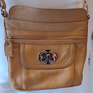 Emma Fox Yellow Tan Crossbody Bag with Silver Hardware
